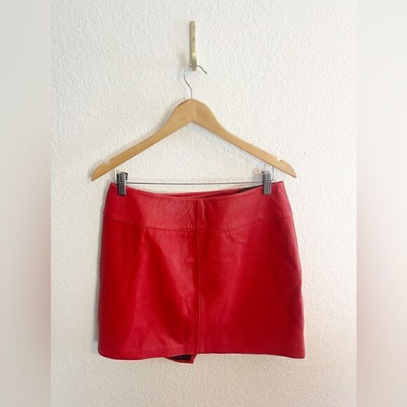 Zadig & Voltaire Junko Cuir biker moto red Leather mini skirt.  Size 40. NWT - Picture 4 of 13